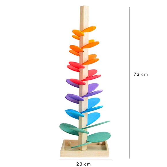 Large Wooden Marble Sound Rainbow Tree Run ( COLOURED WOODEN BALLS) - Picture 2 of 5